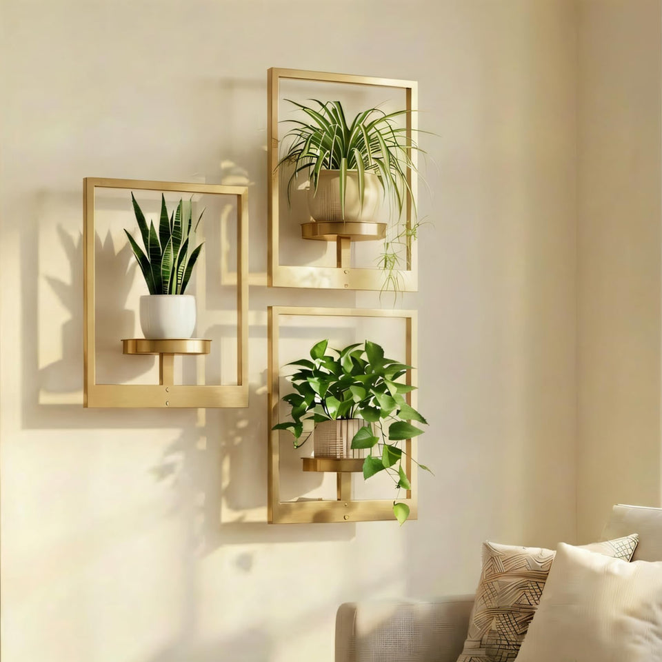bbteroiu picture frame wall planters set of 3 gold on wall for decorative plant art