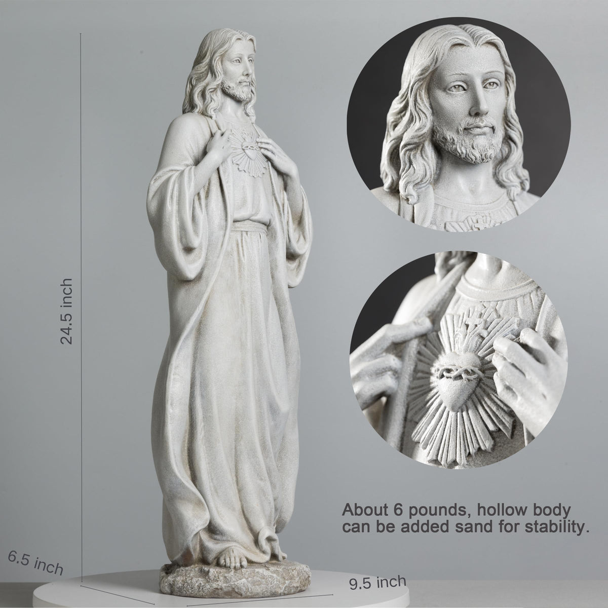 BC BUILDCLASSIC Handpainted Jesus statue adds timeless reverence to any space.