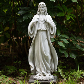 BC BUILDCLASSIC Sacred Heart of Jesus statue in 24.5-inch outdoor display for serene garden faith.