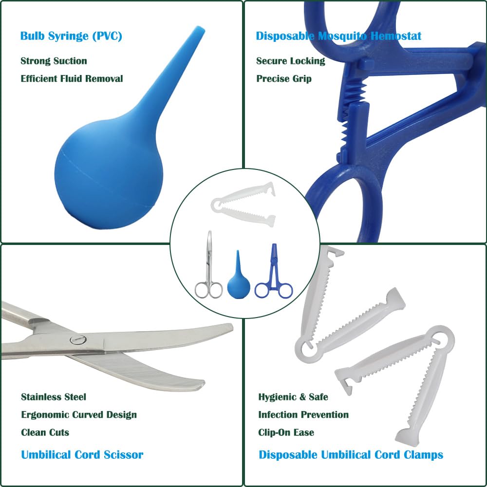 BCDHAMATE 15-pack sterile umbilical clamps enable rapid one-handed placement