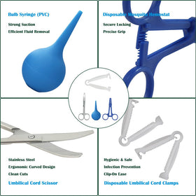 BCDHAMATE 15-pack sterile umbilical clamps enable rapid one-handed placement
