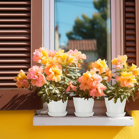 Bchjatk 8-pcs white round planters close-up with polished finish