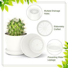 Bchjatk 8-pcs white round planters side view ideal for shelves