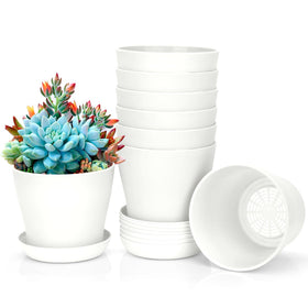 Bchjatk 8-pcs white round planters top view for compact indoor display