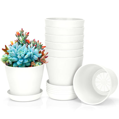 Bchjatk 8-pcs white round planters top view for compact indoor display