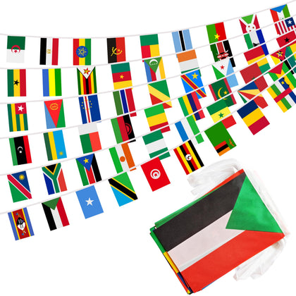 BCLin Africa 54-countries banner string displays all flags for classroom or event decor.