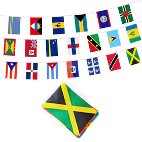 BCLin Caribbean 20-country banner flag string in vivid colors for celebrations
