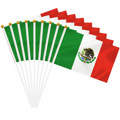 BCLin Mexico flag on handheld stick with vivid color for parades
