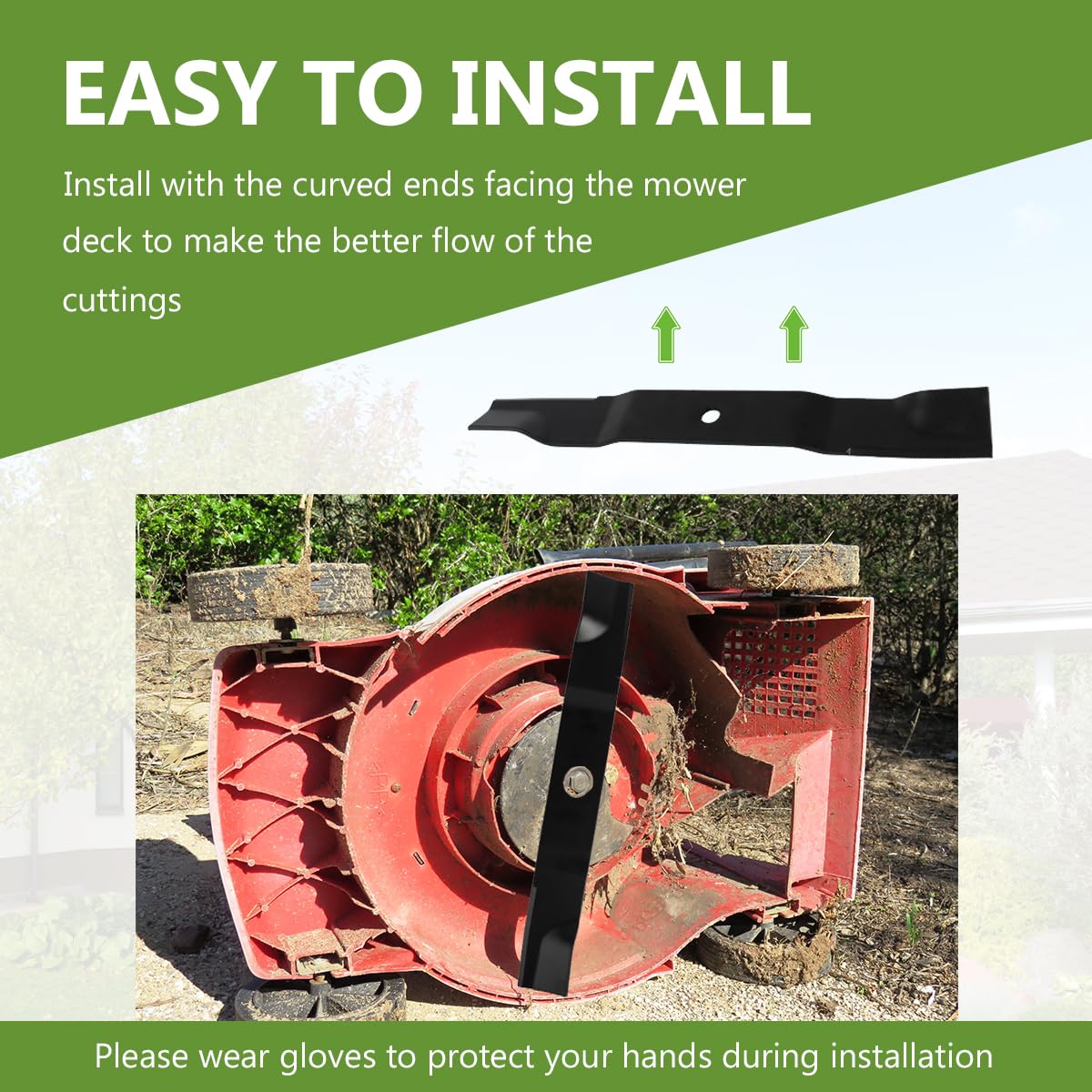 BCQNXX 52-inch deck heavy-duty blades for durable mowing.