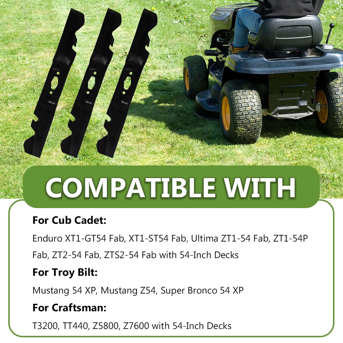 BCQNXX 54-inch deck mulching blade designed for efficient cuts