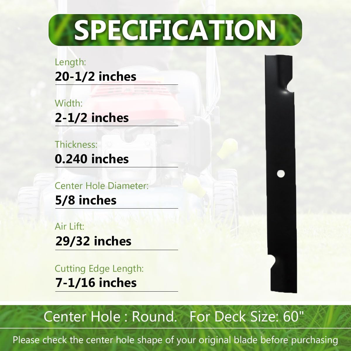 BCQNXX 60-inch deck compatibility ensures versatile fit across brands.