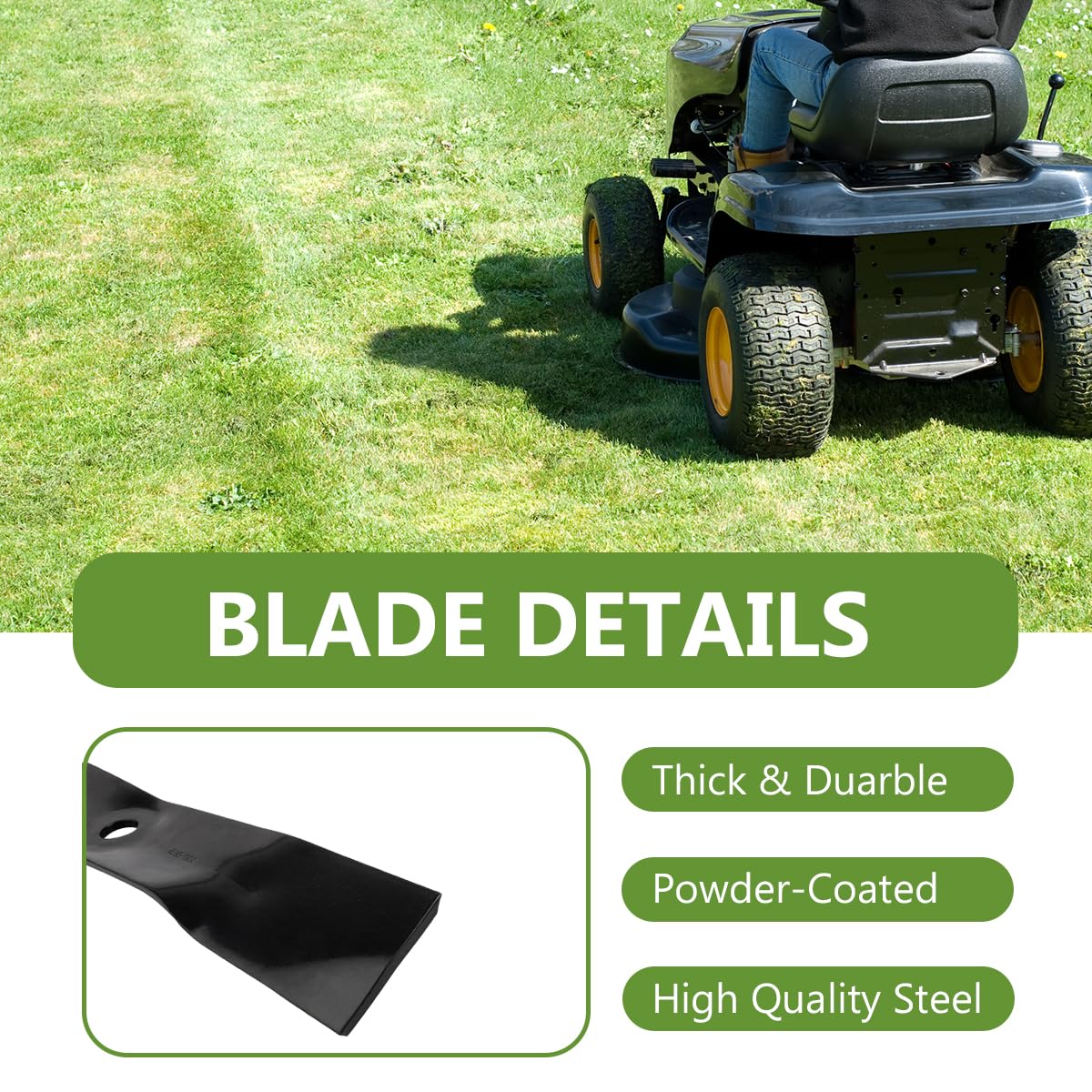 BCQNXX blades installed on mower deck for clean cuts.