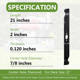 BCQNXX diamond-hole center blade for Cub Cadet mounting provides secure alignment.
