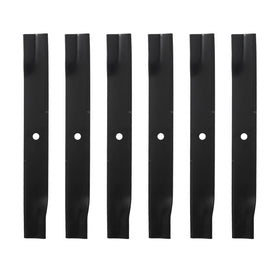 BCQNXX high lift blades on a 54-inch deck closeup, showing durable steel for clean cuts.