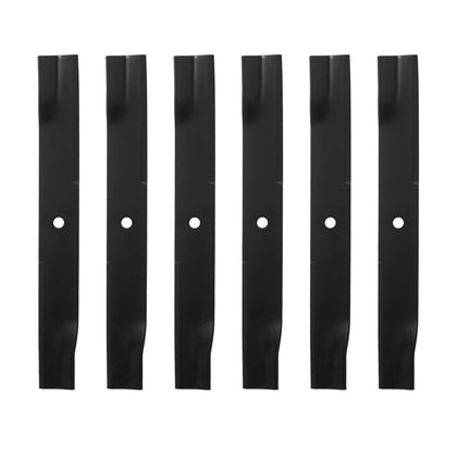 BCQNXX high lift blades on a 54-inch deck closeup, showing durable steel for clean cuts.