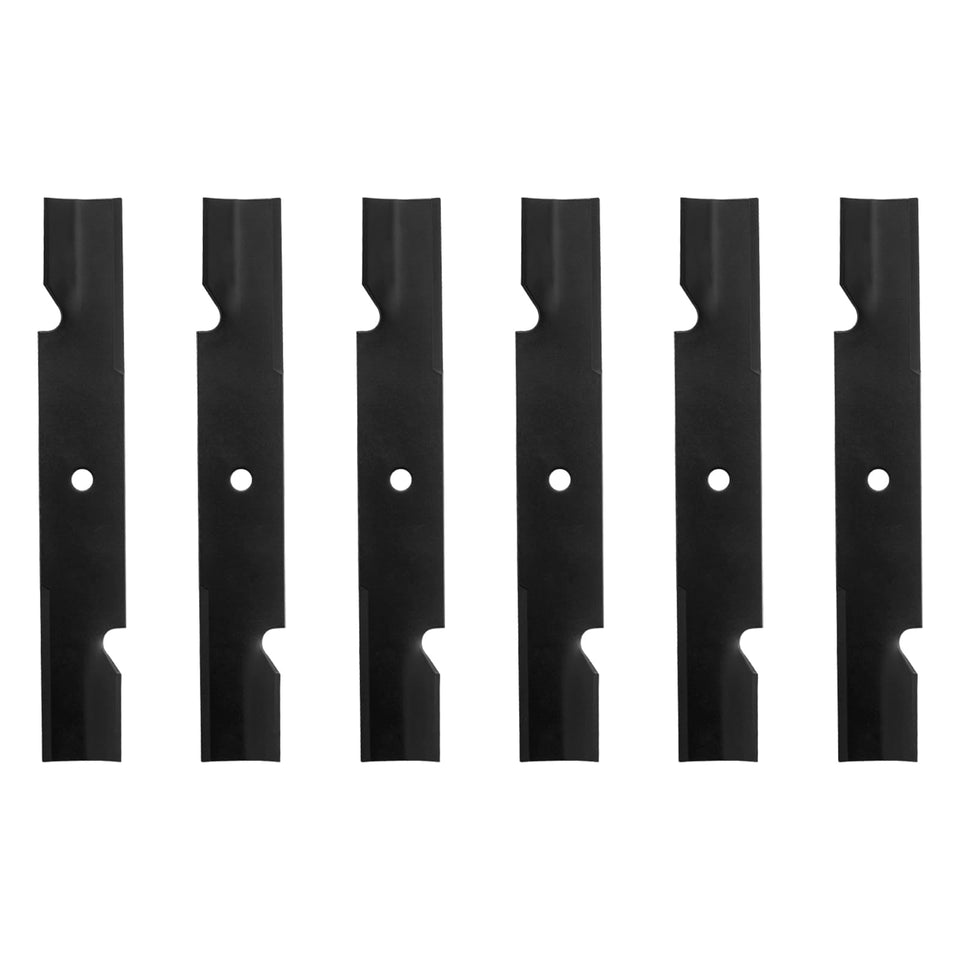 BCQNXX high lift blades 6-pack side view for precise lawn cuts.