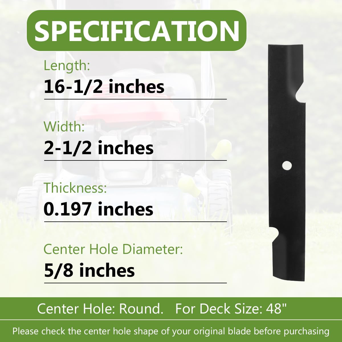 BCQNXX high lift blades packaging image highlights easy replacement.
