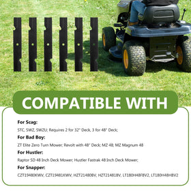 BCQNXX high lift blades six blades included, 16-1/2-inch length.