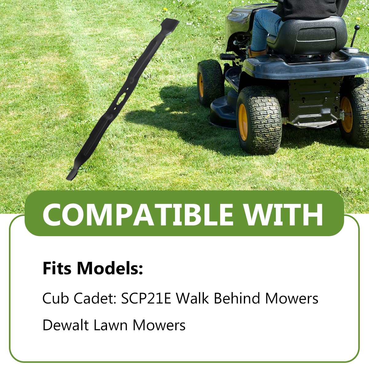 BCQNXX installation-ready blade simplifies replacement on 21-inch decks.