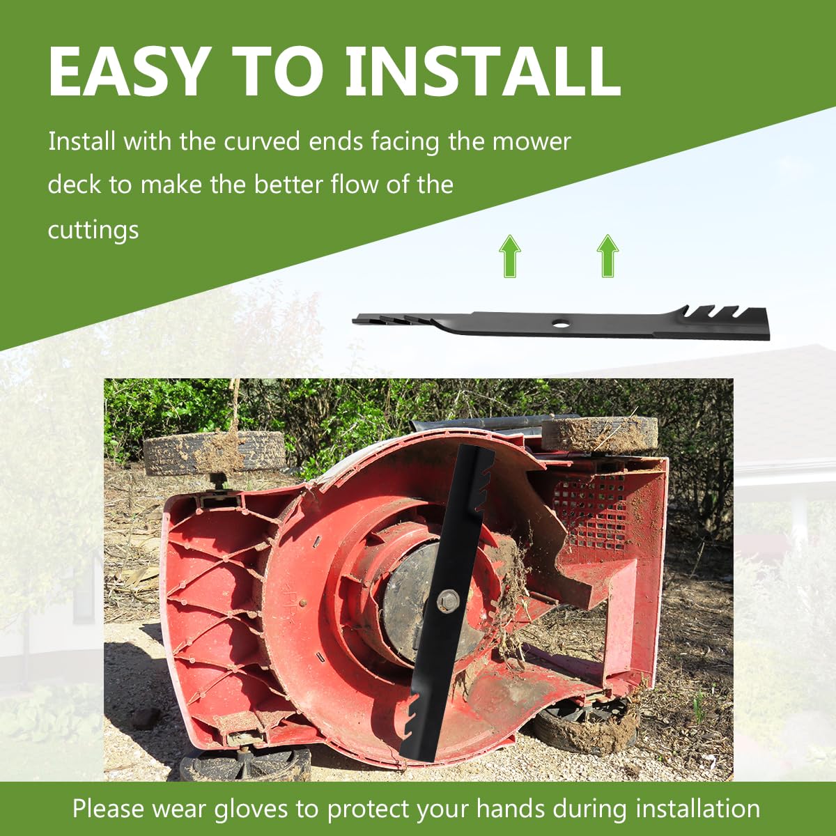 BCQNXX precision-cut blades for uniform mulch and discharge