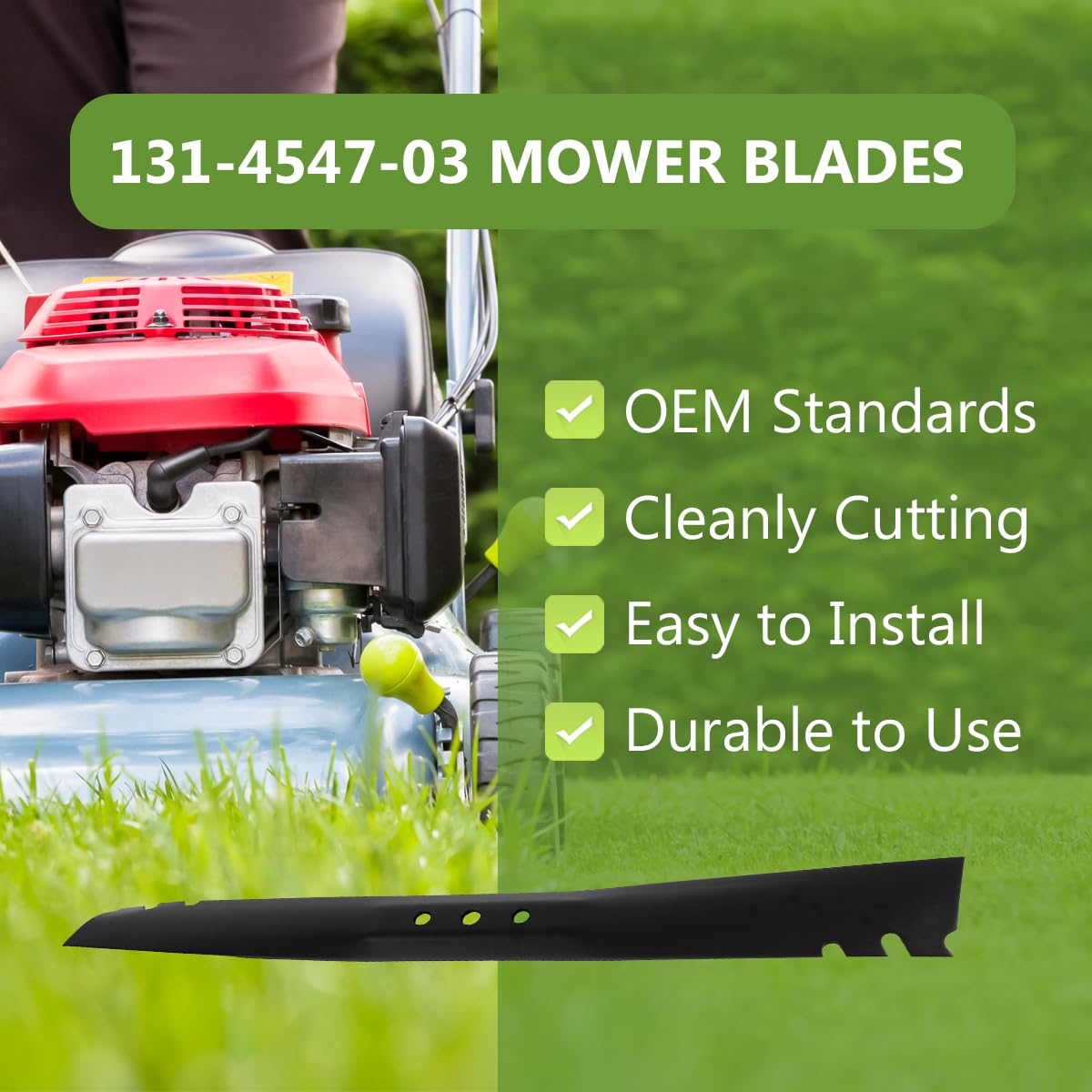 BCQNXX two-pack mulching blades ready for quick swap