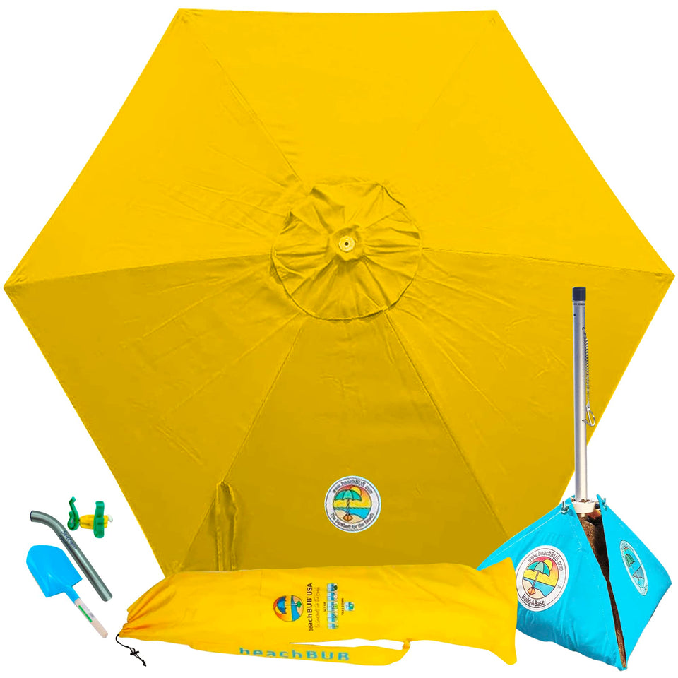 BeachBUB All-In-One umbrella system shows stable setup for sunny beach days