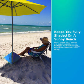 BeachBUB sunny beach scene with umbrella providing shade and comfort