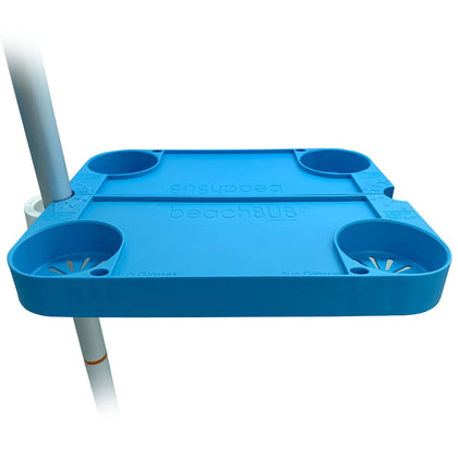 BEACHBUB tray clip-on in action for fast, sand-free beach setup.
