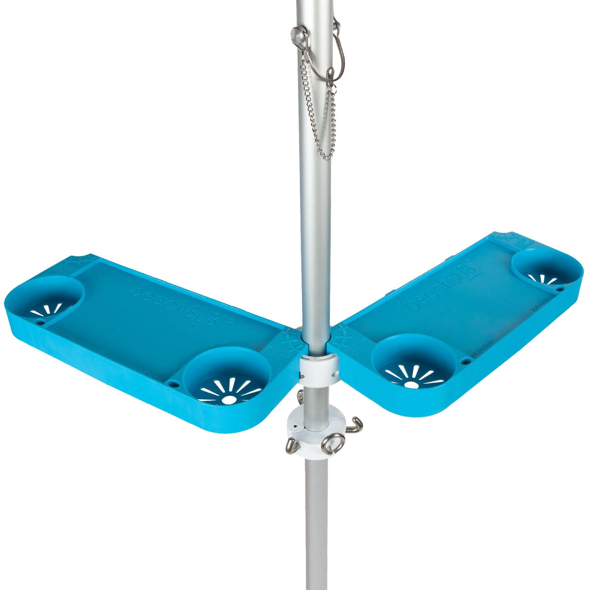 BEACHBUB umbrella clip attachment enables quick, tool-free table setup.