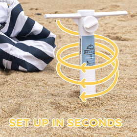 Beachr anchor spiral design enables quick twist-in setup