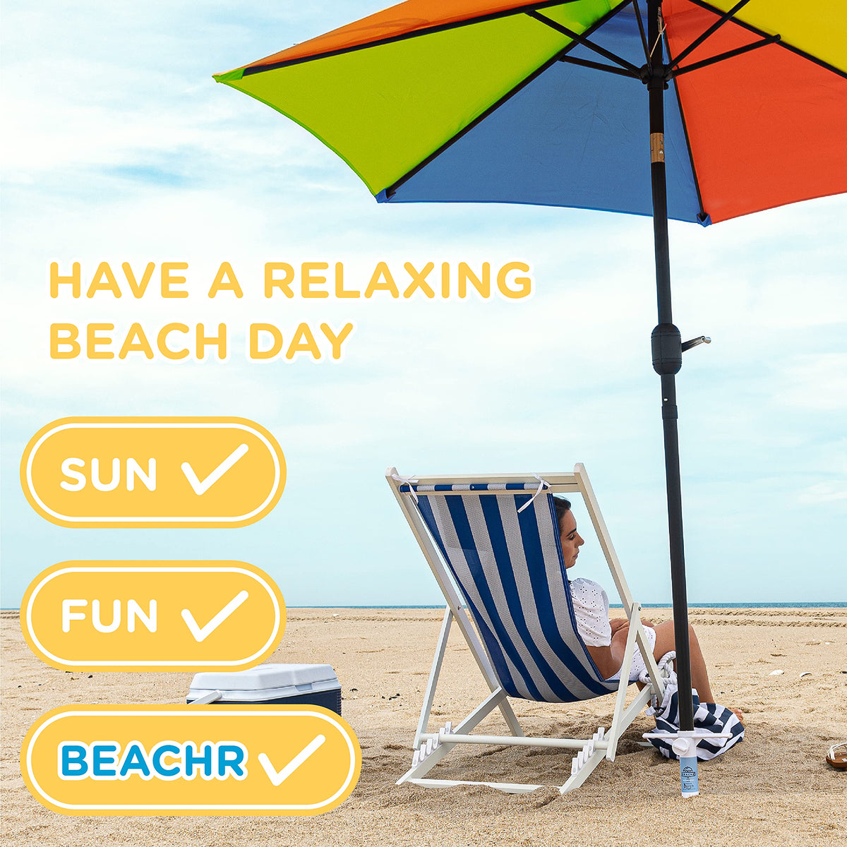Beachr anchor packs compactly in a travel bag for easy beach trips