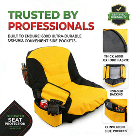 BeadChica seat cover with dual side pouches and back pockets for tools and drinks