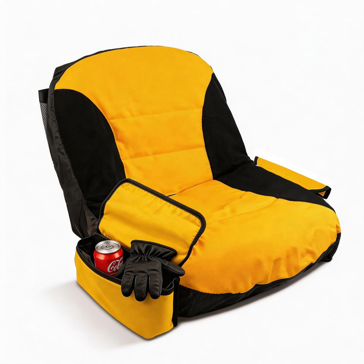 BeadChica lawn mower seat cover showing universal fit for multiple brands