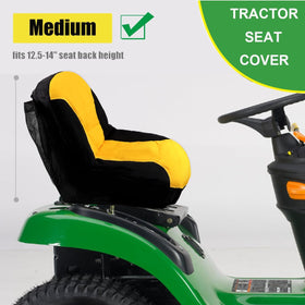 BeadChica lawn tractor seat cover with back pockets keeps gloves and tools handy.