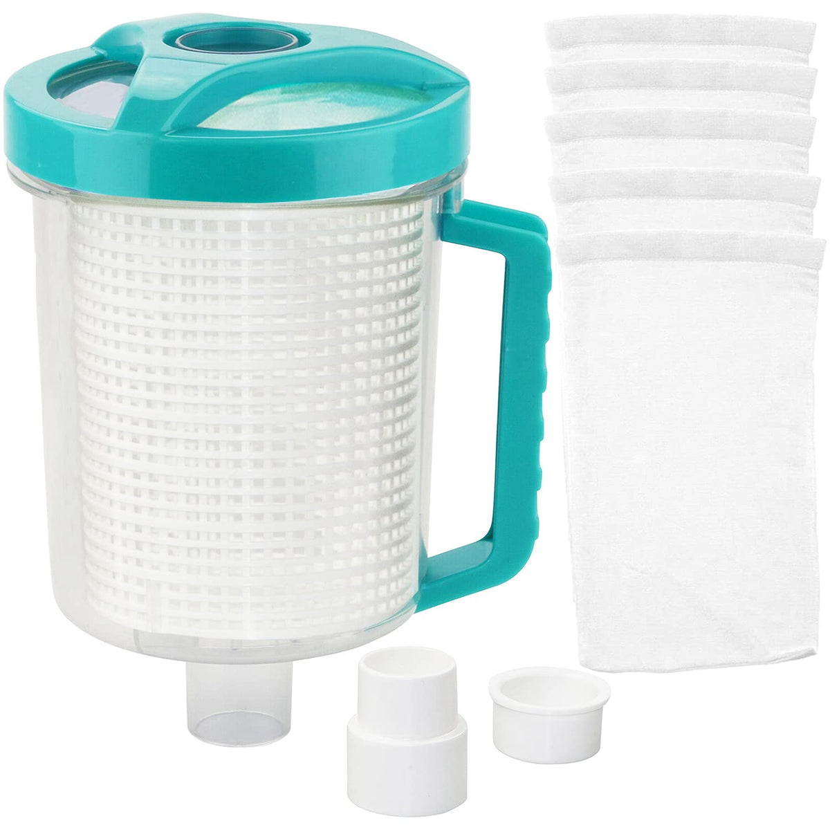 BeadChica Leaf Catcher with mesh basket filters debris for cleaner pools.