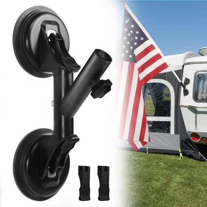 BEASYE flag pole mount with suction base securing a flag on a car for wind-ready display