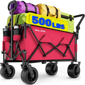 BEAU JARDIN folding wagon with push pull handles for versatile transportation