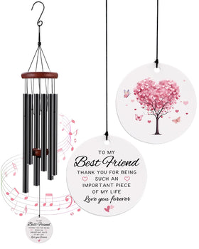 BeauGift best friend wind chime top view shows six tubes for soothing outdoor sounds