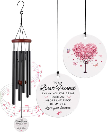 BeauGift best friend wind chime top view shows six tubes for soothing outdoor sounds
