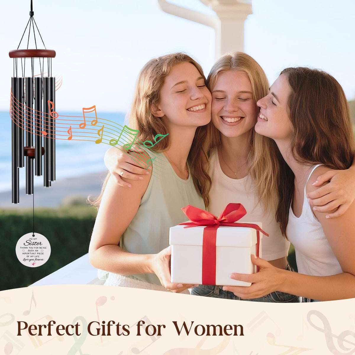 BeauGift wind chime plaque detail reveals fade resistant print
