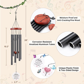 BeauGift wind chime two sided heart tree design expressing sisterhood