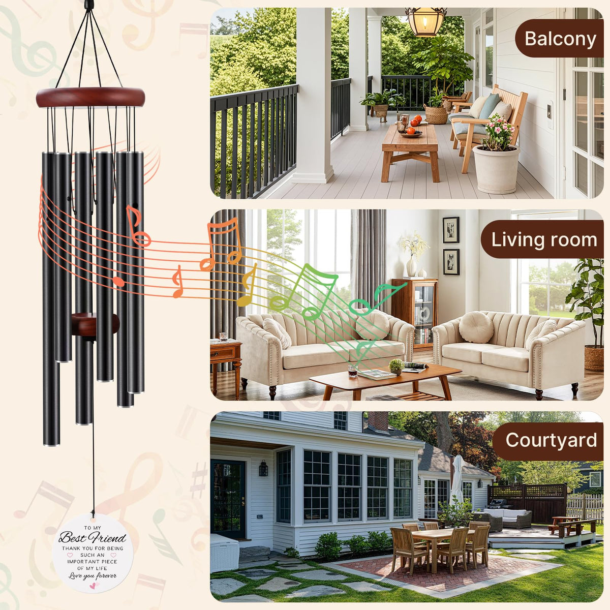 BeauGift wind chime with weatherproof materials built to endure all seasons