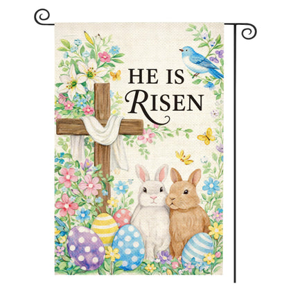 Beaver Rain Cat Easter flag front view with double-sided design for outdoor display.