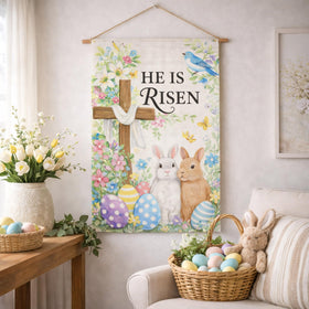 Beaver Rain Cat Easter flag wrinkle-resistant linen offers easy care.