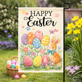 Beaver Rain Cat Easter flag with eggs for festive outdoor decoration