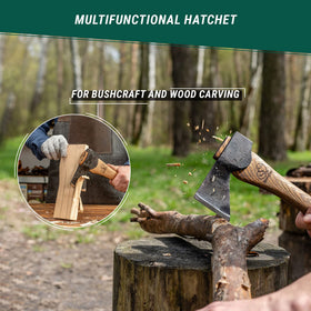 BeaverCraft AX1 sheath and belt loop shown for safe outdoor carry.
