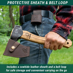 BeaverCraft AX6 leather sheath with belt loop for safe travel