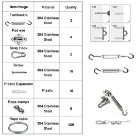 BEAYFILY sun shade kit screws and clamps for solid mounting.