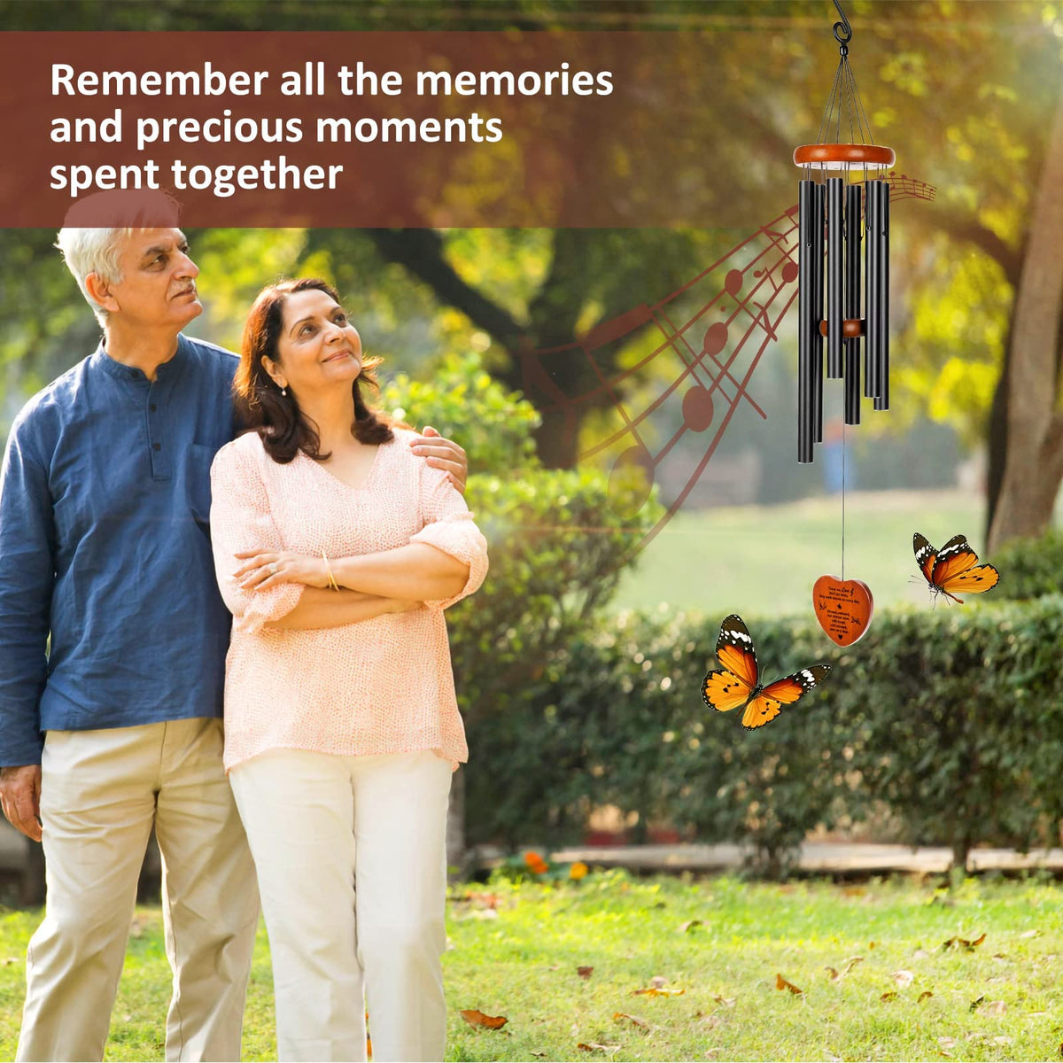 Beboligh Sympathy wind chimes evoke memories, ideal memorial outdoor space.