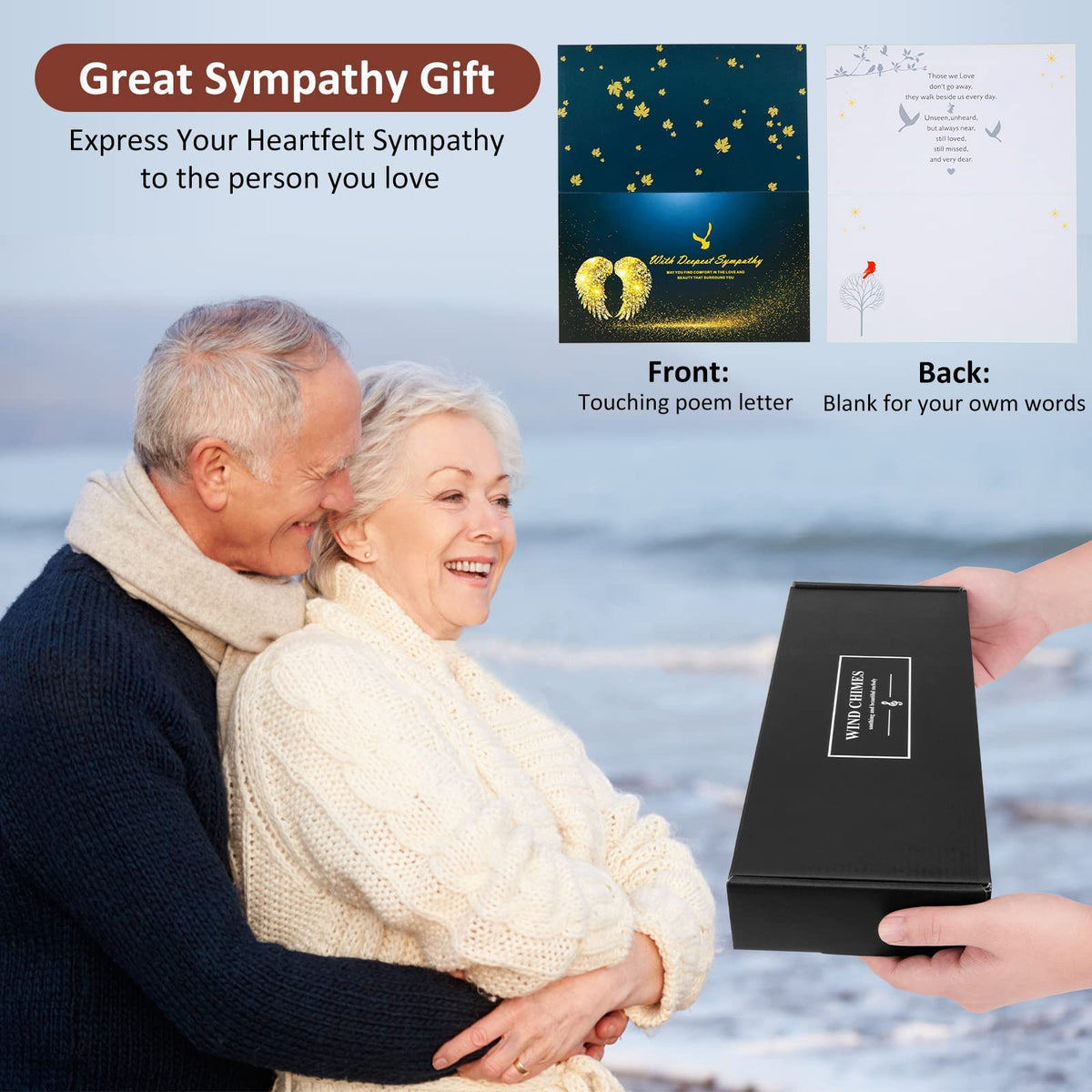 Beboligh Sympathy wind chimes with wood accents withstand outdoor weather.